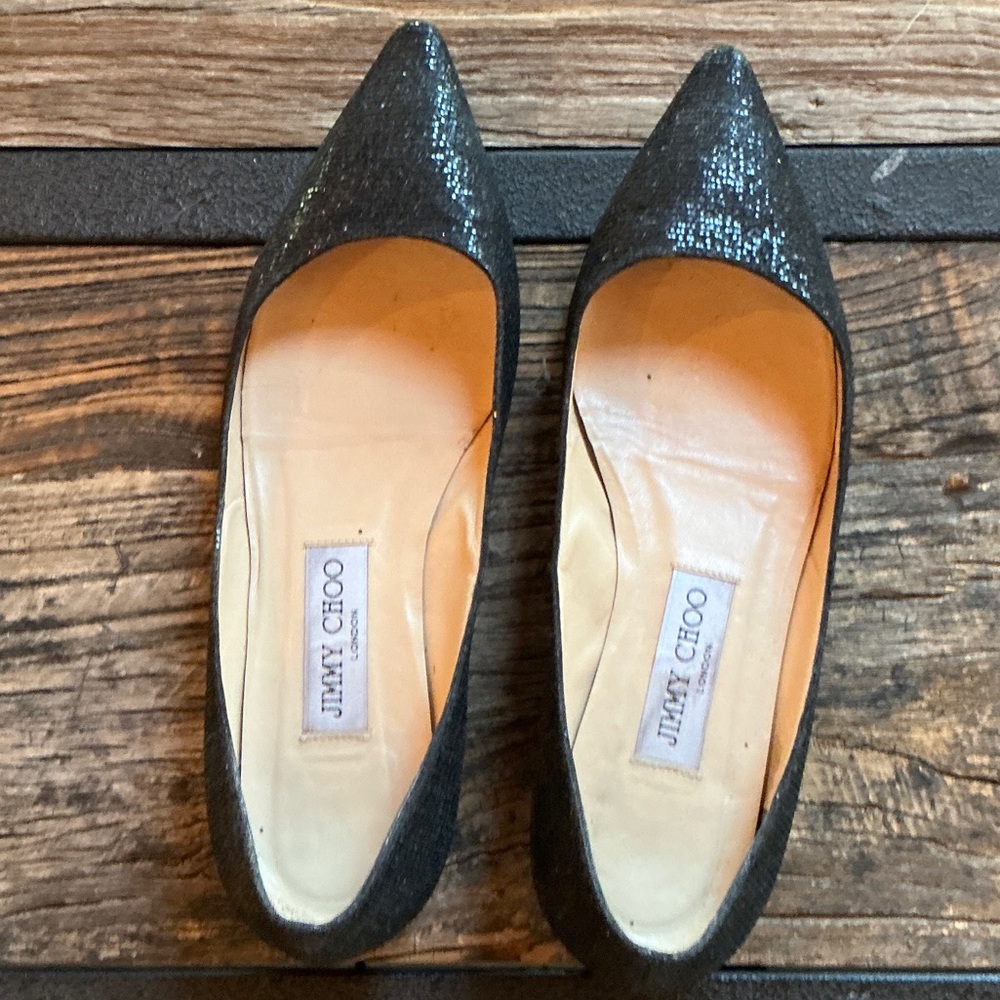 Jimmy Choo Sparkling Black Flats